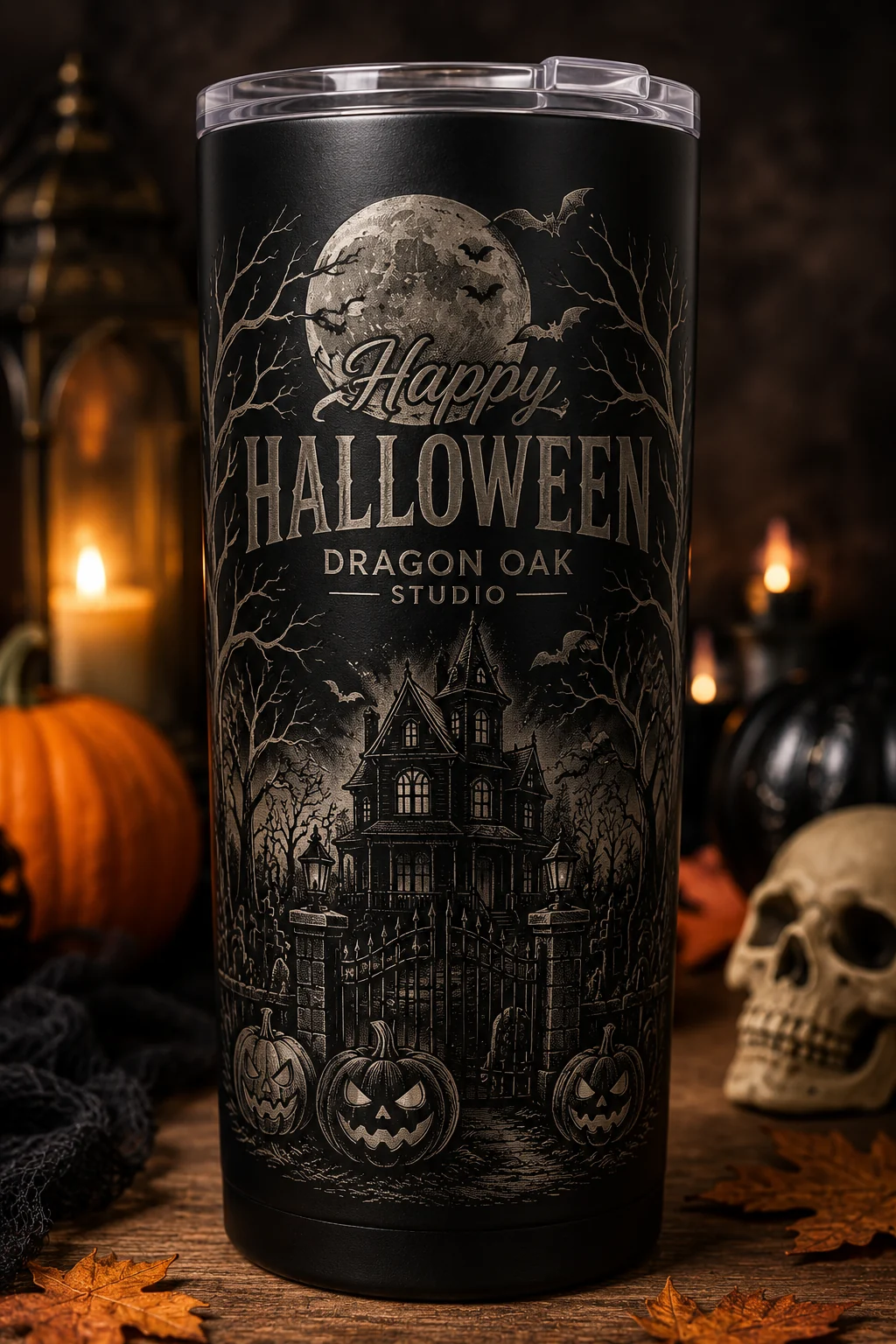 Halloween themed custom tumbler