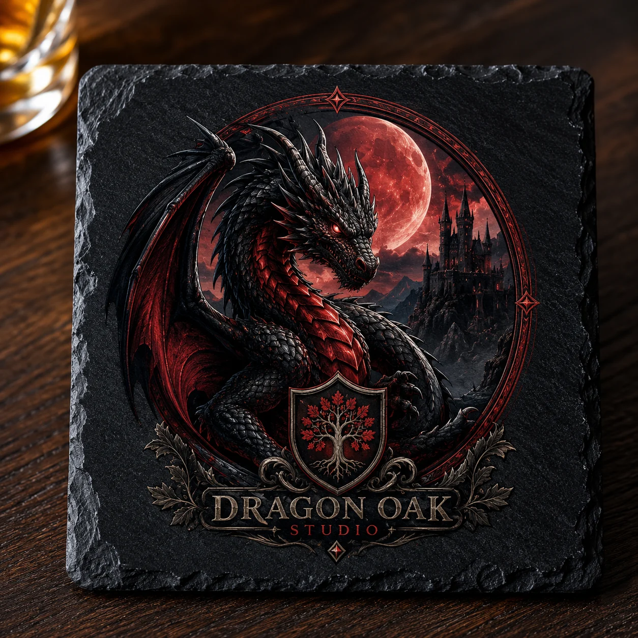 Slate dragon coaster